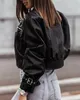 レディースジャケットPUレザージッパーデザインバックルジャケットコートトップ秋のファッション女性衣装221117