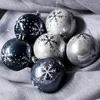 Party Decoration 6pcs Black White Snowflake Christmas Ornaments Balls Tree Decor Ball Bauble Xmas Hanging Snowball For Home