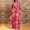 Ethnic Clothing Traditional Print African Dresses For Women Dashiki Tribal Fashion Long Sleeve High Waist Lady Maxi Dress Robe Party