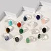 Boho pierre naturelle anneau couleur argent Agates anneaux pour femmes Reiki guérison cristal à la main anneau bijoux à la mode cadeau de fête