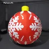 Huge Lighting Inflatable Christmas Ball Yard Ornament Hanging Air Blow Up LED Balloon With Snwoman or Santa Pattern For Ceiling Decoration