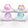 Luckyshine 10pcs Lot 925 Sterling Silver Flated Round Bi Tourmaline Gems Clotful Cz for Women Ring Gift Party Holiday Jewelry 283f