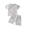 Kl￤der s￤tter 2022 sommar baby pojkar kl￤der mode bundna f￤rgade korta ￤rmar t-shirt elastiska midjor shorts f￶r sm￥barn barnflickor