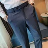 Calça masculina homens primavera no verão negócio formal sólido casual coreano slim fit terno de casamento calças sociais plus size 38 221117