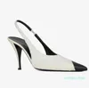 Kvinnor Vesper Shoes Slingback Lady High Heels Walking EU35-40.Box Patent Leather Metal Toe Cap Comfort