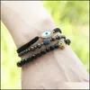 Charm Bracelets Design Micro Inlay Zircon Turkish Shell Eye Cz Charm Mens Rame Braided Bracelet Party Gift Drop Delivery Jewelry Brac Dh130