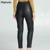 Женские леггинсы Marwin Winter Wint Толстая твердая искусственная кожаная кожа High Street Casual Women Pants Leggings Fashion мягкие высококачественные женщины Pu Pants T221020