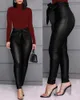 Damen Leggings Plus Größe 3XL Sexy Leder Damen Hosen Skinny Elastic Jeggings PU Leder Leggings Latex Kleidung Plus Size Butt Leggings Solid T221020