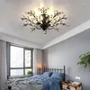 Lámparas de araña de cristal moderno iluminación lámpara de techo negro para sala de estar dormitorio cocina interior decoración del hogar accesorio LED