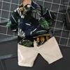 Kleidung Sets Mode Sommer Kleinkind Nette Baby Kinder Junge Britische Blatt Gedruckt Tops T-shirt Kurze Hosen Outfit Set Kleidung