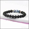 Charm Bracelets Design Fashion Jewelry Wholesale 10Pcs/Lot Mens Beaded Bracelet Black Lava Stone Stretch Yoga Bracelets Drop Delivery Dh7Pq