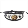 チャームブレスレットYin Yan Yang Tai Chi Time Gem Bracelet Glass Glass Cabochon PU Leather調整可能なブレスレットバングルカフファッションジュエリードロップデディック