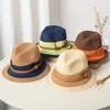 Berets Foux Formal Hat Straw Summer Spring Women Men Kids Parenting Color Matching Tape Beach Shade Visor British Style Fashion