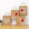 Kraft Paper Tote Bag Cartoon Flowers Thank You For You Letter Patterns Holiday Mother Day Birthday Party Favors Bags with Handle RRA635