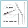 Drinking Straws Colored Stainless Steel Sts Reusable Drinking St 26 5Cm Metal Cleaning Brush Sile Tips Kitchen Accessories Party Bar Dhdyr