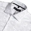 Camisas de vestir para hombres Barry.Wang Luxury White Paisley Silk Men Flower Casual Flower For Diseñador Fit By-0059