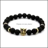 Bracelets de charme Design 1pcs 8mm Lave Stone Stone Gold Sier Rose Rose Pulseiras de Presente Lion Owl Jóias Drop Delivery Dhvle