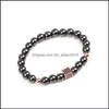Beaded Black Zircon Box Magnet Beads Strands Bracelet Stone Bracelets Wristband Cuff Women Men Fashion Jewelry Drop Delivery Dhcux