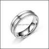 Ringas de banda Aço inoxidável criativo Casal Ring Band Rings brilho simples para homens homens Bandas de casamento Fine Moda Jóias Delive Dhut0