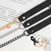 Bag Parts Accessories DIY 50cm160cm Replacement Shoulder Crossbody Strap Black PU Leather Handle with 9mm Gold Silver Gun Metal Chains 221116