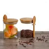 Garrafas de armazenamento grande negócio Jar de vidro Jar clear ladrado recipiente com tampa e colher para chá de chá salgado de chá