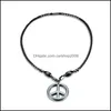 Pendant Necklaces Black Magnetite Peace Symbol Pendant Necklace Health Magnetic Buckle Necklaces For Women Children Fashion Jewelry Dhi6U