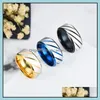 Полосы кольца из нержавеющей стали Cross Grain Ring Ring Blue Gold Пара группы кольца Женские мужские модные украшения подарки подарки Drow Dhnrj