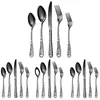 Dijkartikelen Sets Black Zilverware Set 20 -delige roestvrijstalen flatware voor 4 messen en lepels Forks Restaurant