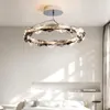 Lustres modernes 3 lumières à intensité variable lustre de plafond chambre éclairage LED lampe semi-suspension de luxe gris cristal clair