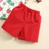 Kleidungssets Jungen Sommer Gentleman Outfits Kurzarm-T-Shirt mit Weihnachtsmann-/Weihnachtsbaum-Print, Fliege und lässigem Shorts-Set