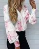 Women's T-Shirt 2022 Summer Autumn Women's Elegant Fashion Printed Lace Casual Shirt Casaul V Neck Floral Printed Long Sleeve T-shirt New Blouse T220923