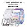 B￤lten dubbla grommet midjeb￤lte punk punneled eyele pvc holografiska klara strap gata stil unisex midjeband