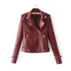 Chaquetas de mujer moda cuero cremallera Casual adelgazamiento abrigo Tops 221117