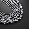 Kedjor 925 Sterling Silver 2/3/4mm 16-24 tum Rope Chain Halsband för män Kvinnor Fashion Punk Wedding Party Gifts smycken