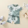 Kl￤der s￤tter 2022 sommar baby pojkar kl￤der mode bundna f￤rgade korta ￤rmar t-shirt elastiska midjor shorts f￶r sm￥barn barnflickor