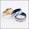 Полосы кольца из нержавеющей стали Cross Grain Ring Ring Blue Gold Пара группы кольца Женские мужские модные украшения подарки подарки Drow Dhnrj