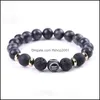 Beaded Black Natural Stone Strands Twee Constell Armband Horoskop Skylt Pärlor Armband för kvinnor Män mode smycken Drop Delivery Dhaur