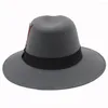 Berets Men Women Woolen Panama Hats Wide Brim Fedora Caps Band Trilby Sunhat Classical Party Style rozmiar US 7 1/4 uk l