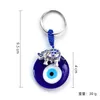 Blue Glass Evil Eye Animal Key Correntes decoram o chaveiro para o atacado