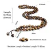 Strand 8mm Charm Tiger Eye Beded Armband Luxury Elastic Rope 80 Beads Halsband Kvinnor Natural Healing Yoga Jewelry Gift for Frien