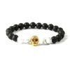 Joyería para hombre con cuentas Venta al por mayor 8 mm Natural Negro Mate Ágata Cuentas de piedra con Clear Cz Red Eye Skl Pulsera con cuentas para regalo Drop Deli DHFVT