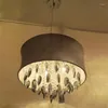 Chandeliers FUMAT Smoke Grey Crystal Chandelier Modern Suspension Light For Living Room Bed Gray Shade LED K9