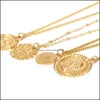 Naszyjniki wiszące anioła królowa Naszyjnik Sier Gold Coin MTALAYER Naszyjniki wisiorki moda biżuteria dostawa dhpxr