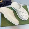 Platform Perforated Slide Sandals Beach Pool Flats Shoes Slippers Wedge Rubber With Cut-Out Summer Black White Men Women