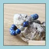 Beaded Animal Jewelry Wholesale 10Pcs/Lot 10Mm Blue Sea Sent Stone Beads With Micro Pave Cz Big Leopard Bracelets For Mens Gift Drop Dhkfq