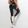 Kvinnors leggings kvinnor pu läder byxor sexiga solida svarta tights höga midjegenar höfter skjuter upp gymnalggarna casual blyertsbyxor pu leggins t221020