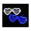 Party Decoration LED Light Up Shutter Shades Solglasögon Neon Eyewear Party Decoration Blinking Heart Glowing Glass för Adts Kids D DHGJZ