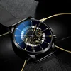 Le calendrier des affaires de mode de luxe pour hommes montre la courroie en mesh en acier inoxydable bleu watch relogio masculino masculin watch237p2260683