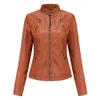 Femmes en cuir Faux vestes pour femmes automne printemps femme manteau noir rouge marron Moto Biker veste à glissière Chaqueta Cuero Mujer 221117