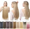 Sarla No Clip Halo Hair Extension Ombre Synthetic人工偽偽の偽りの短いストレートヘアピースブロンド女性2208376434